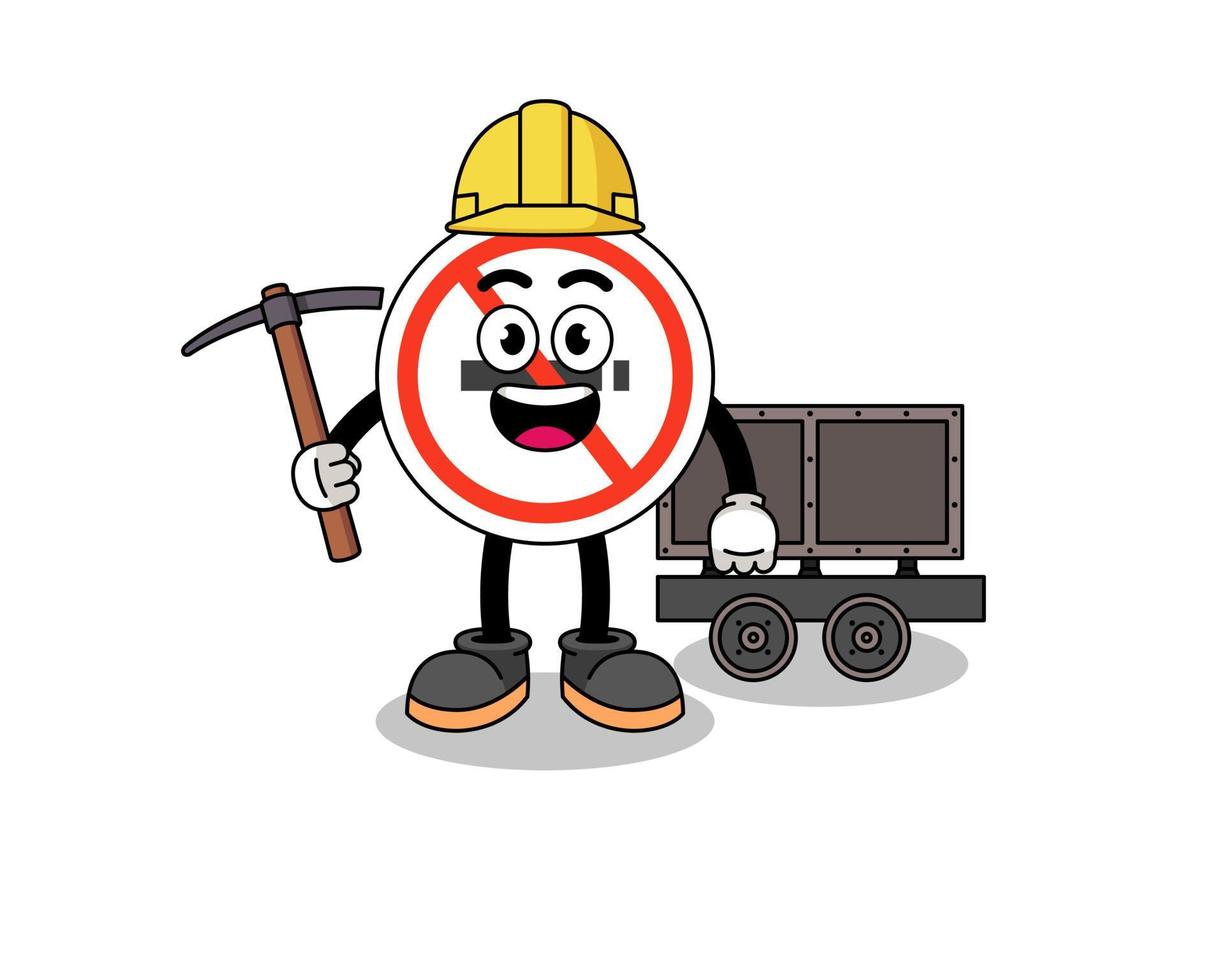 Mascot Illustration of no smoking sign miner vector