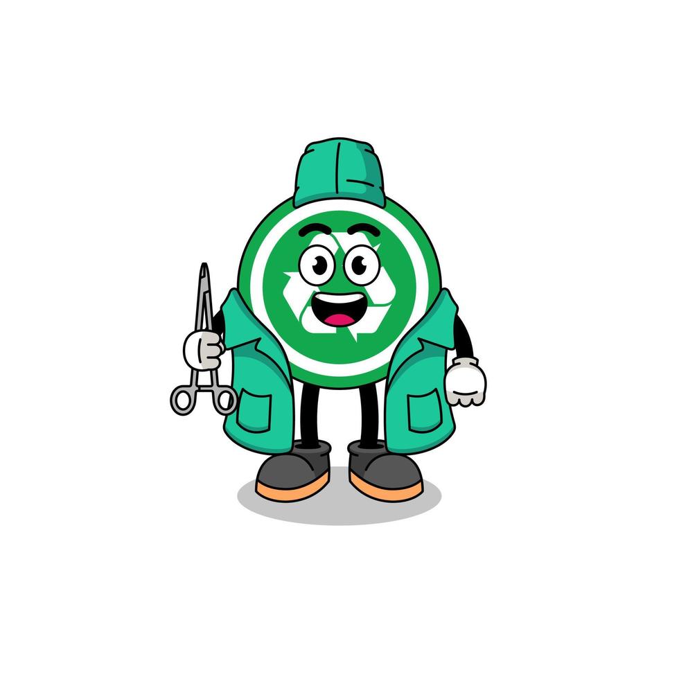 Illustration of recycle sign mascot as a surgeon vector