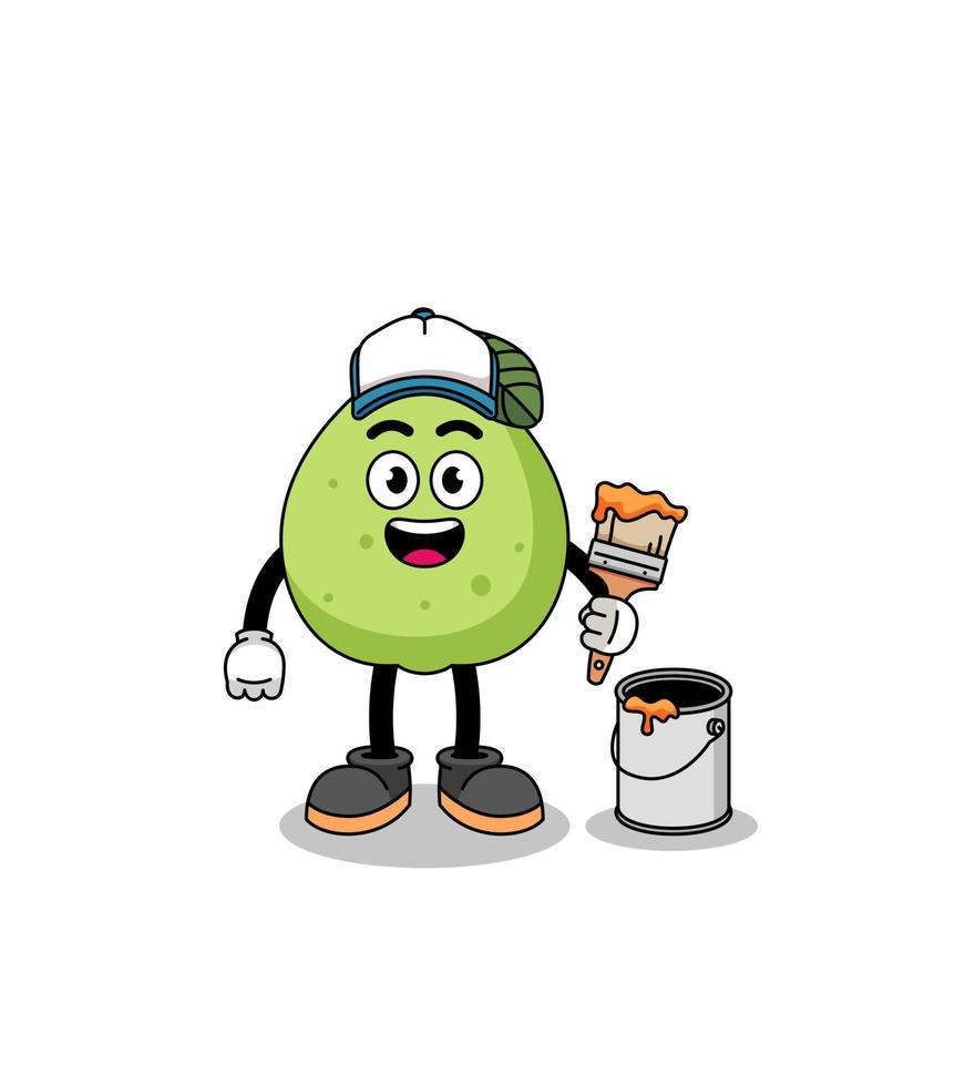 Character mascot of guava as a painter vector