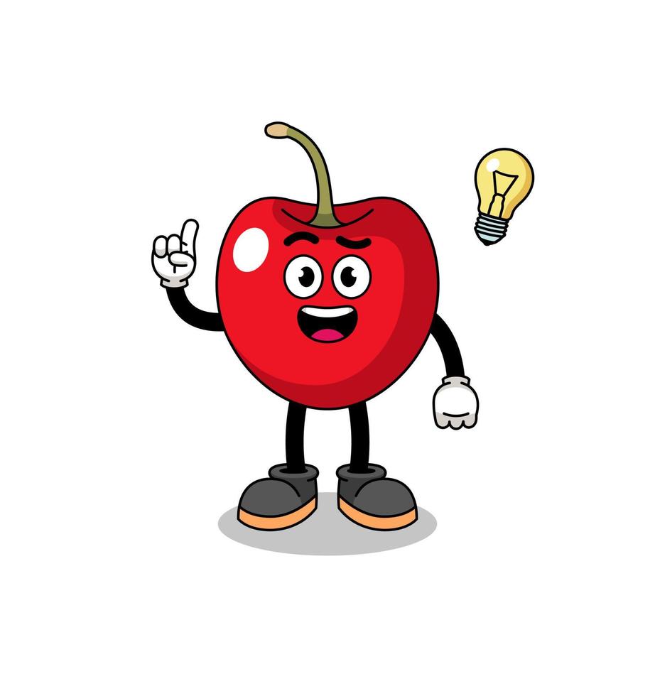 cherry cartoon with get an idea pose vector