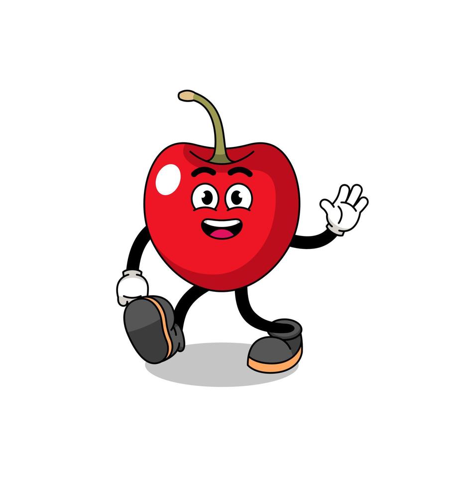 cherry cartoon walking vector