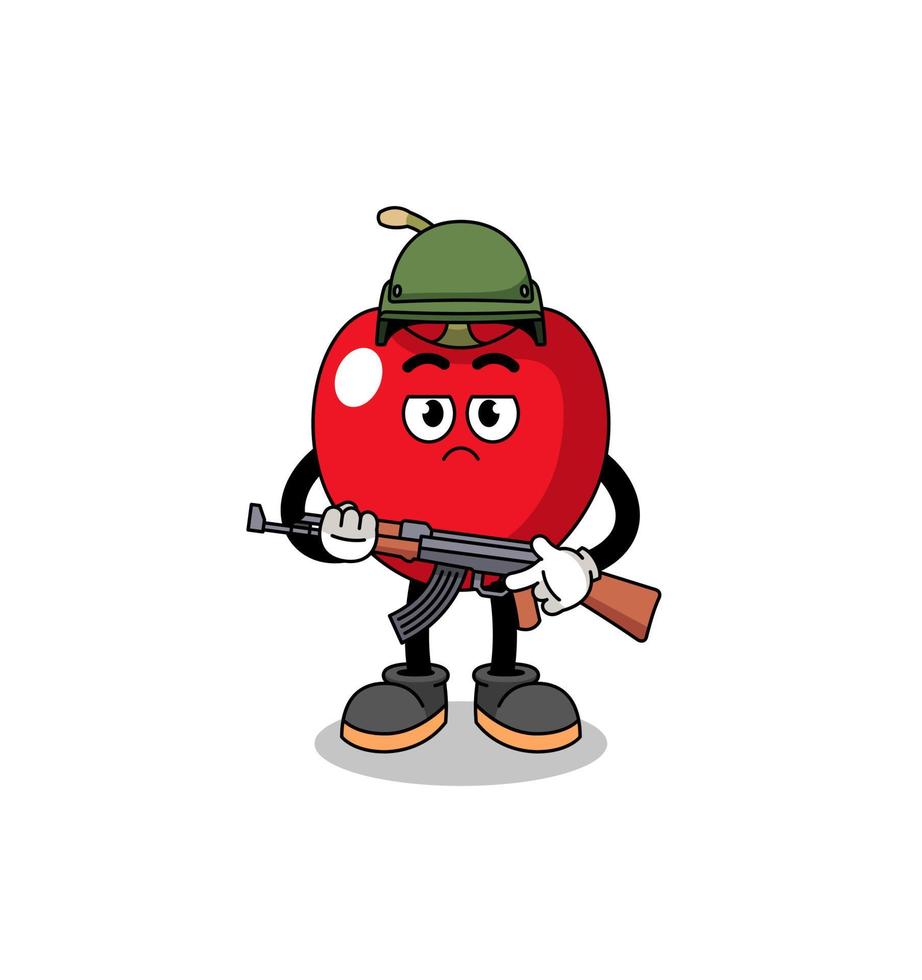 Cartoon of cherry soldier vector