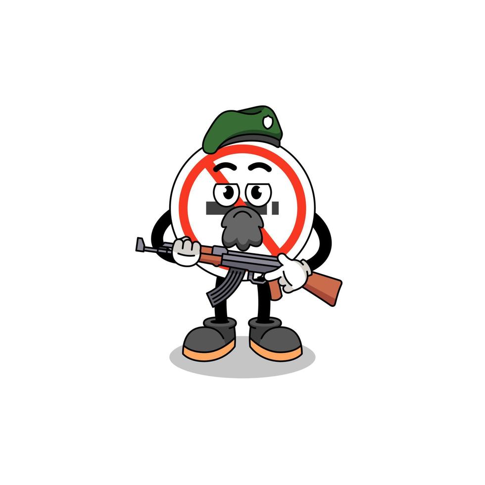 Character cartoon of no smoking sign as a special force vector
