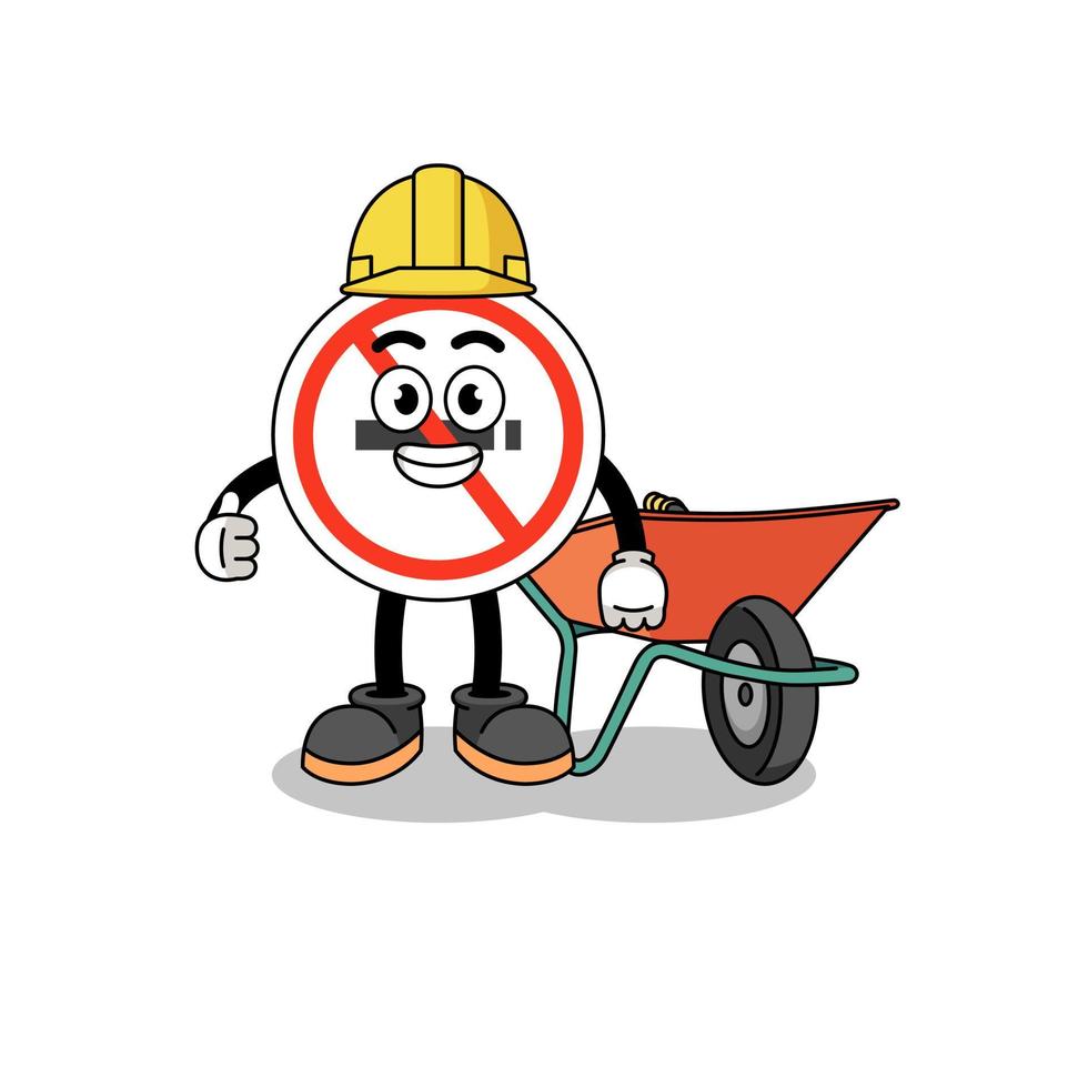 no smoking sign cartoon as a contractor vector