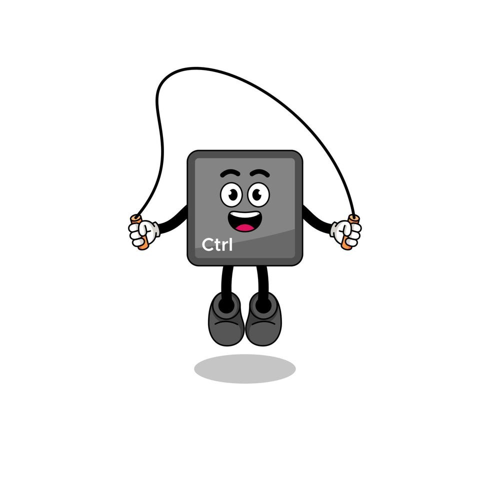 keyboard control button mascot cartoon is playing skipping rope vector