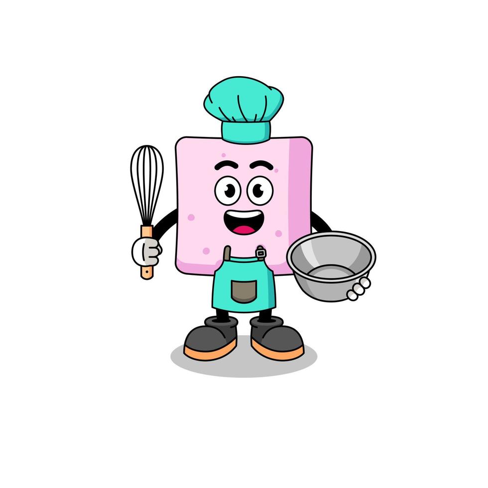 Illustration of marshmallow as a bakery chef vector