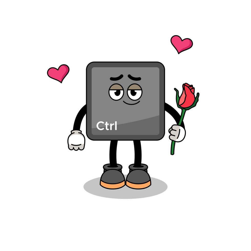 keyboard control button mascot falling in love vector