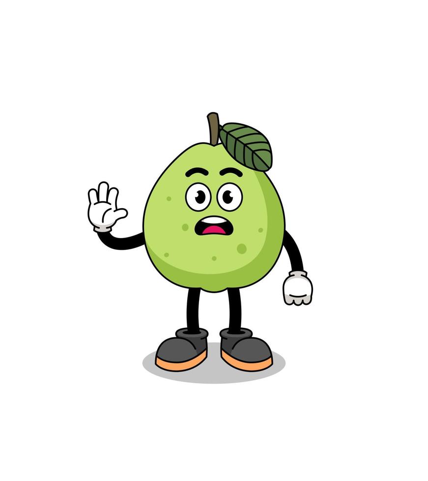 guava cartoon illustration doing stop hand vector