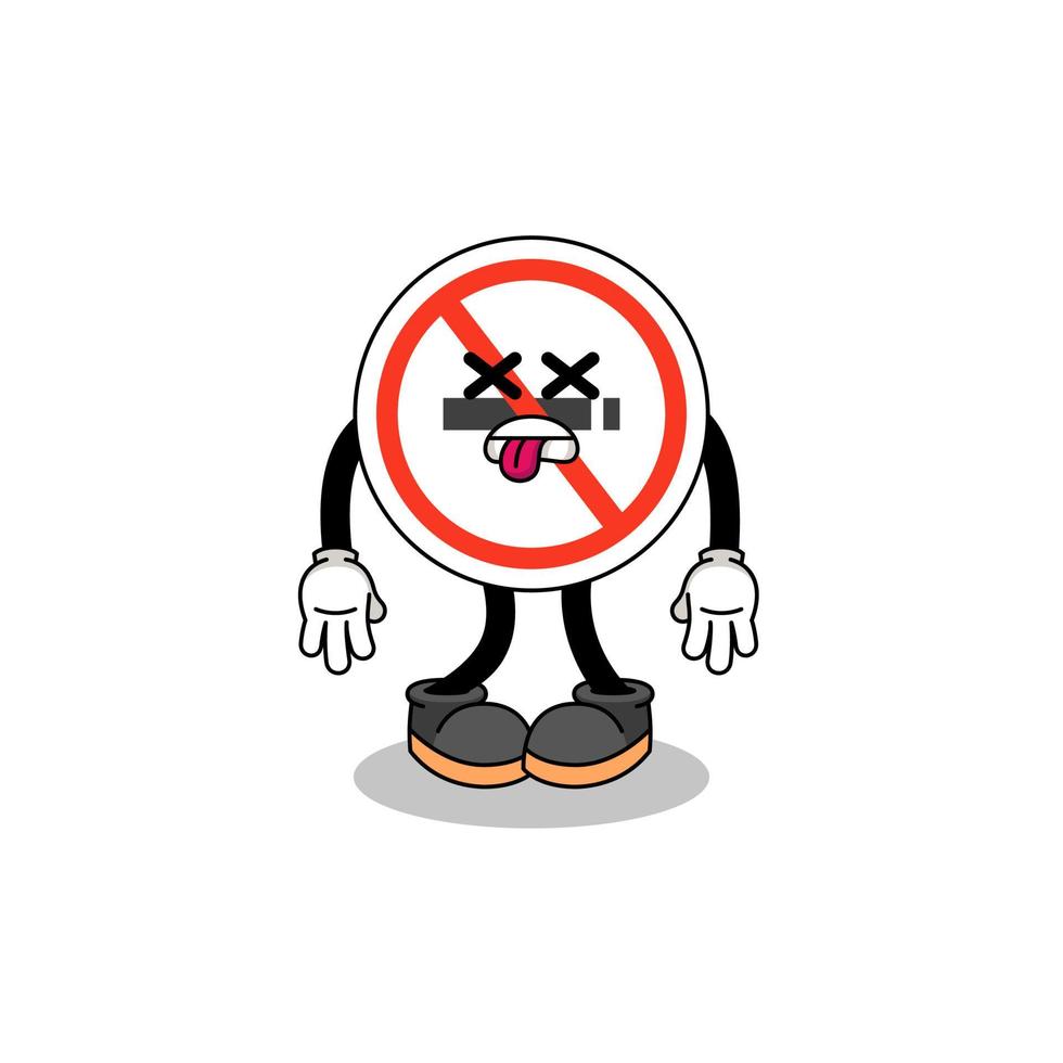 no smoking sign mascot illustration is dead vector