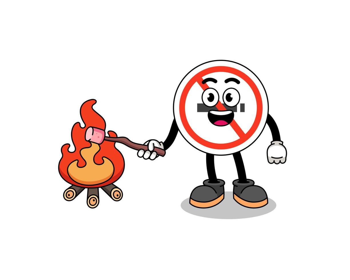 Illustration of no smoking sign burning a marshmallow vector
