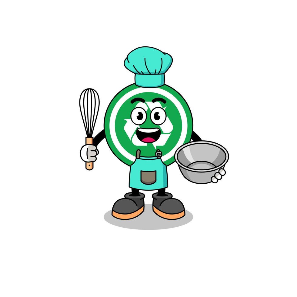 Illustration of recycle sign as a bakery chef vector