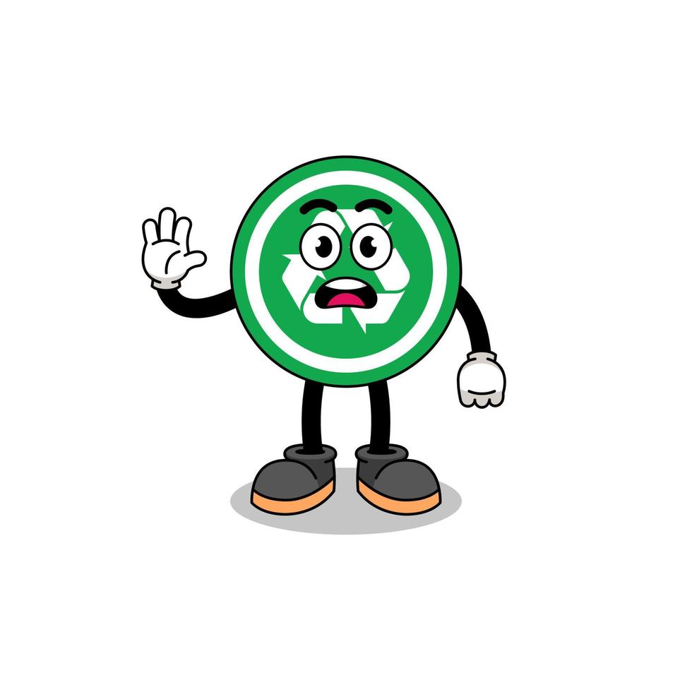 recycle sign cartoon illustration doing stop hand vector