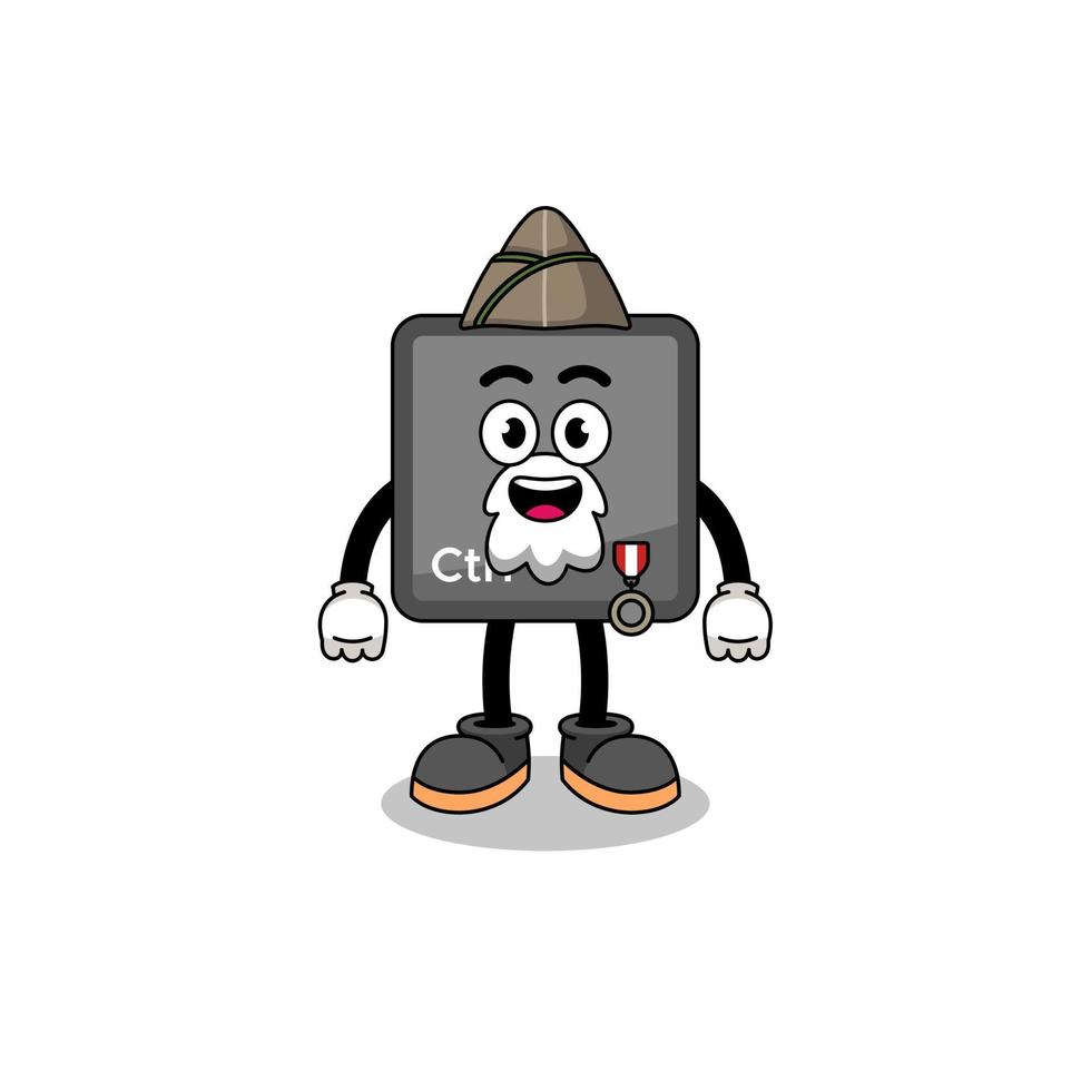 Character cartoon of keyboard control button as a veteran vector