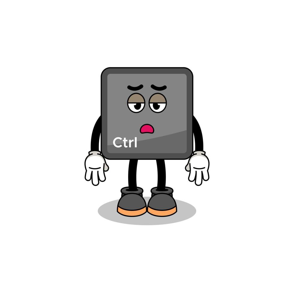 keyboard control button cartoon with fatigue gesture vector