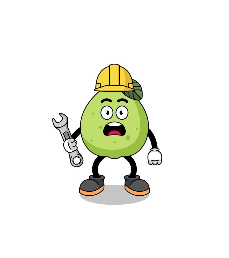 Character Illustration of guava with 404 error vector