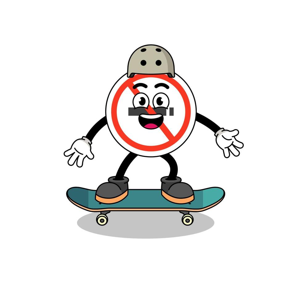 no smoking sign mascot playing a skateboard vector