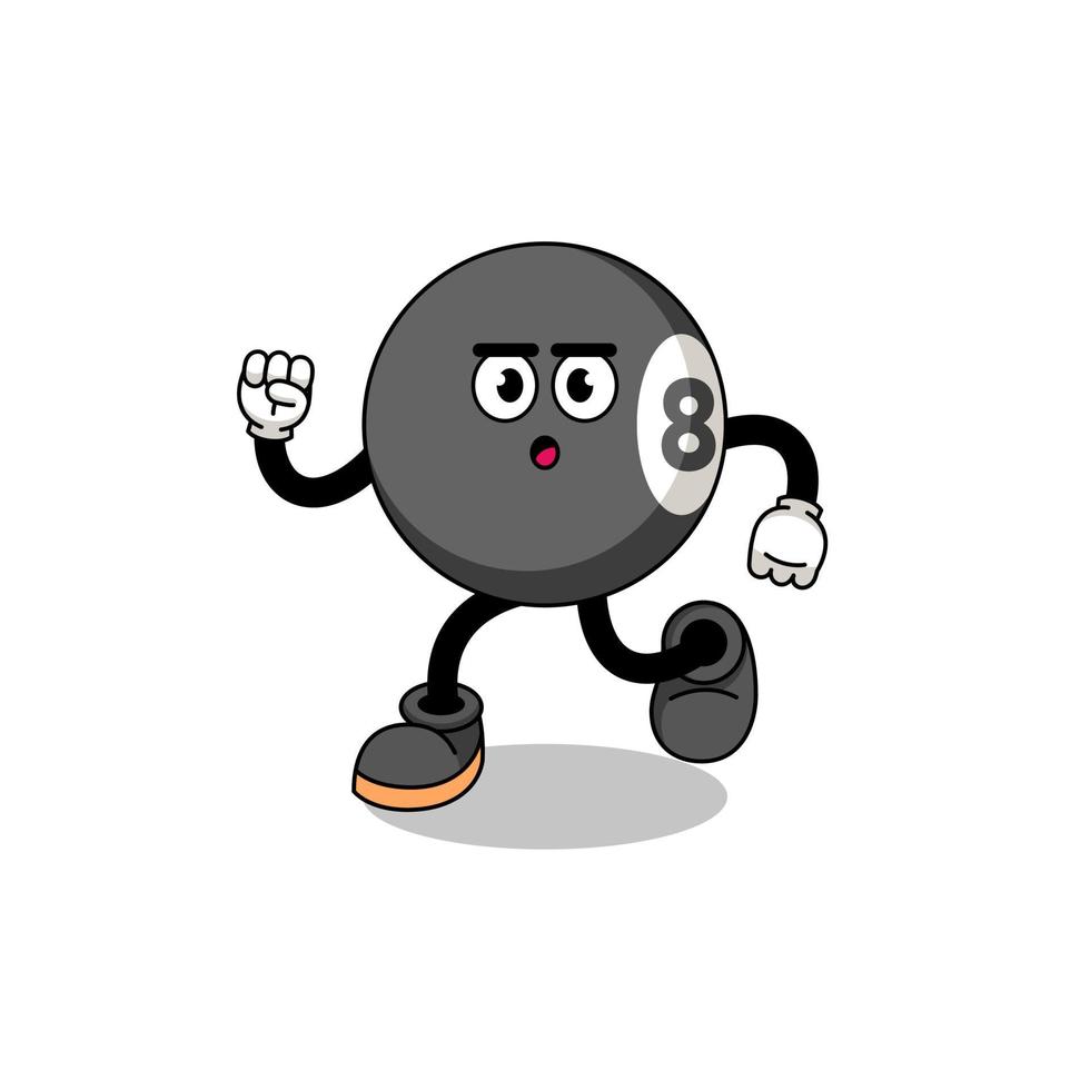 corriendo ilustración de mascota de bola de billar vector