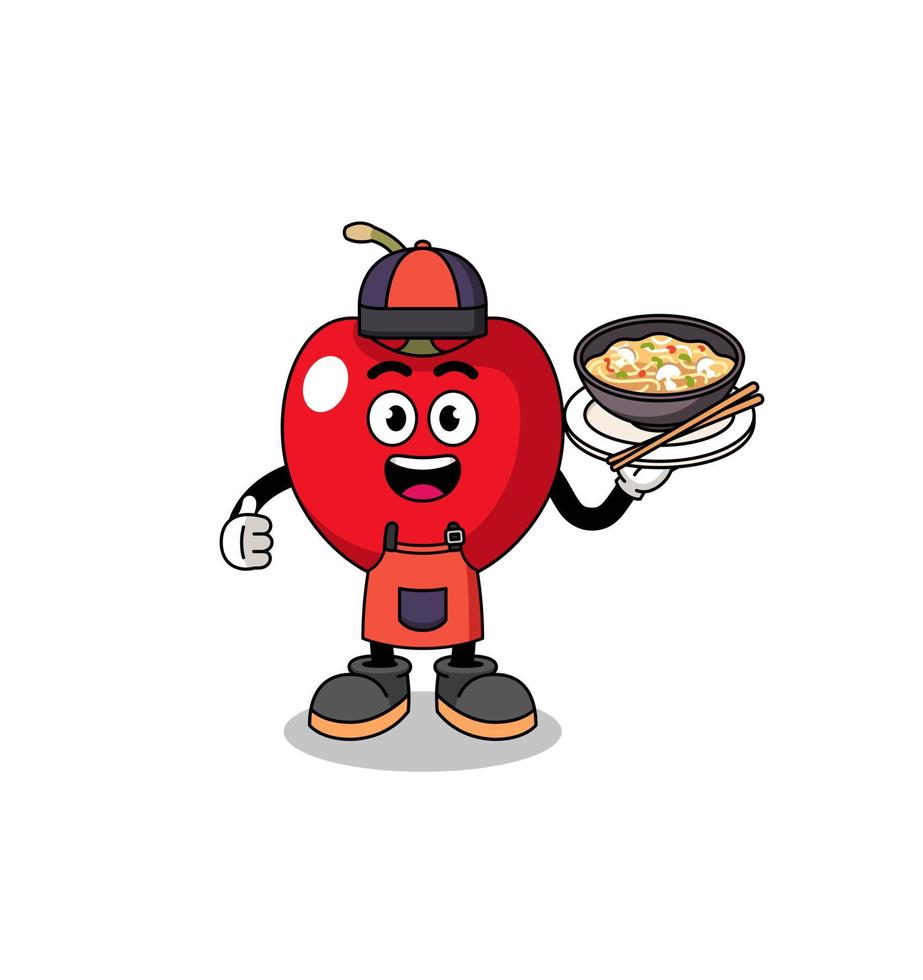 Illustration of cherry as an asian chef vector