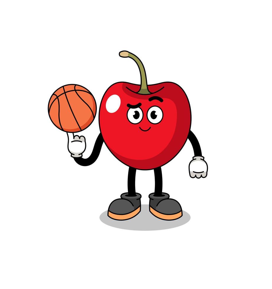 cherry illustration as a basketball player vector