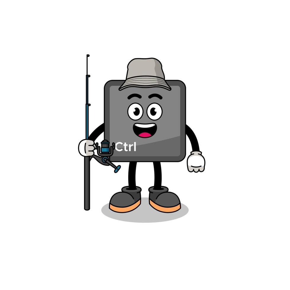 Mascot Illustration of keyboard control button fisherman vector
