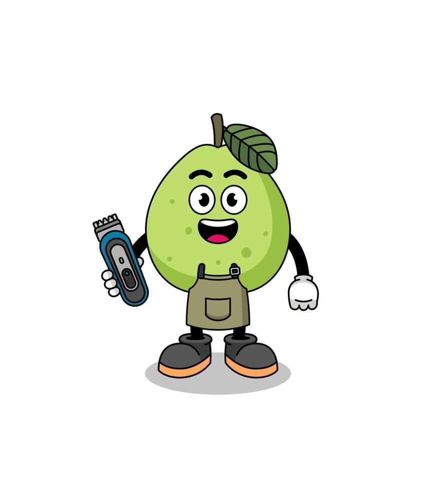 Cartoon Illustration of guava as a barber man vector