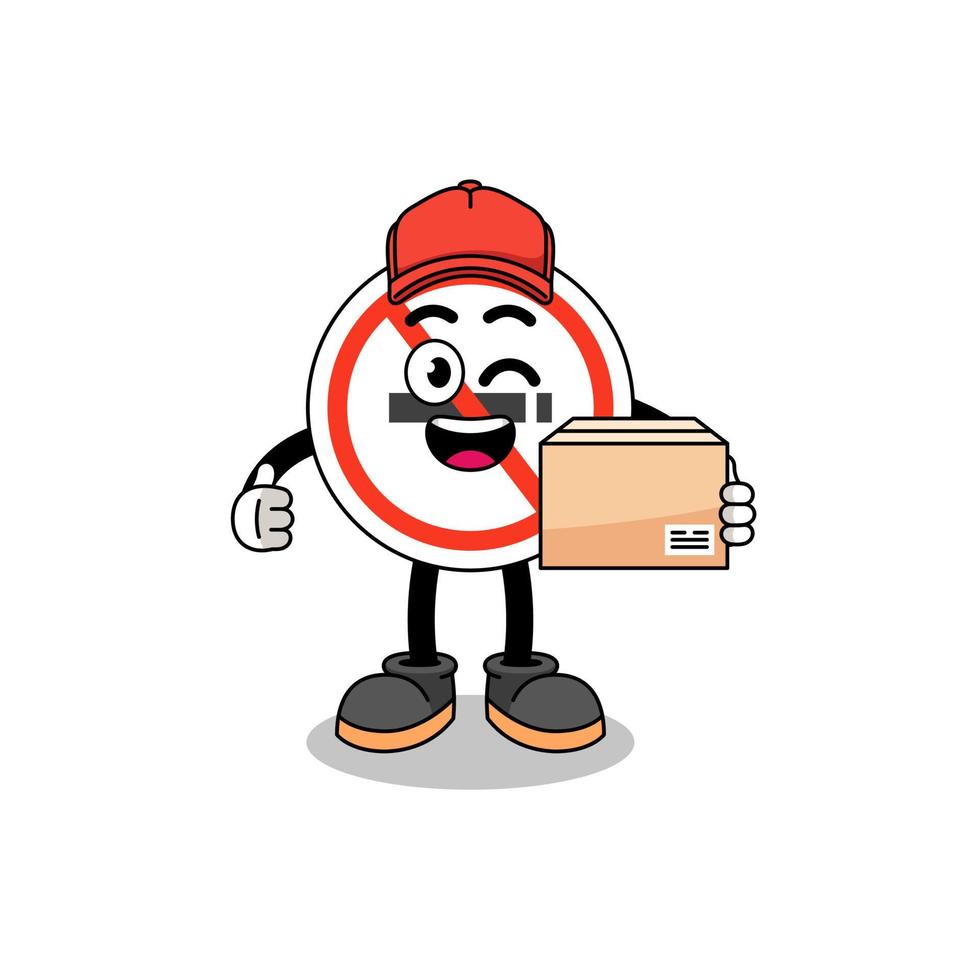 no smoking sign mascot cartoon as an courier vector