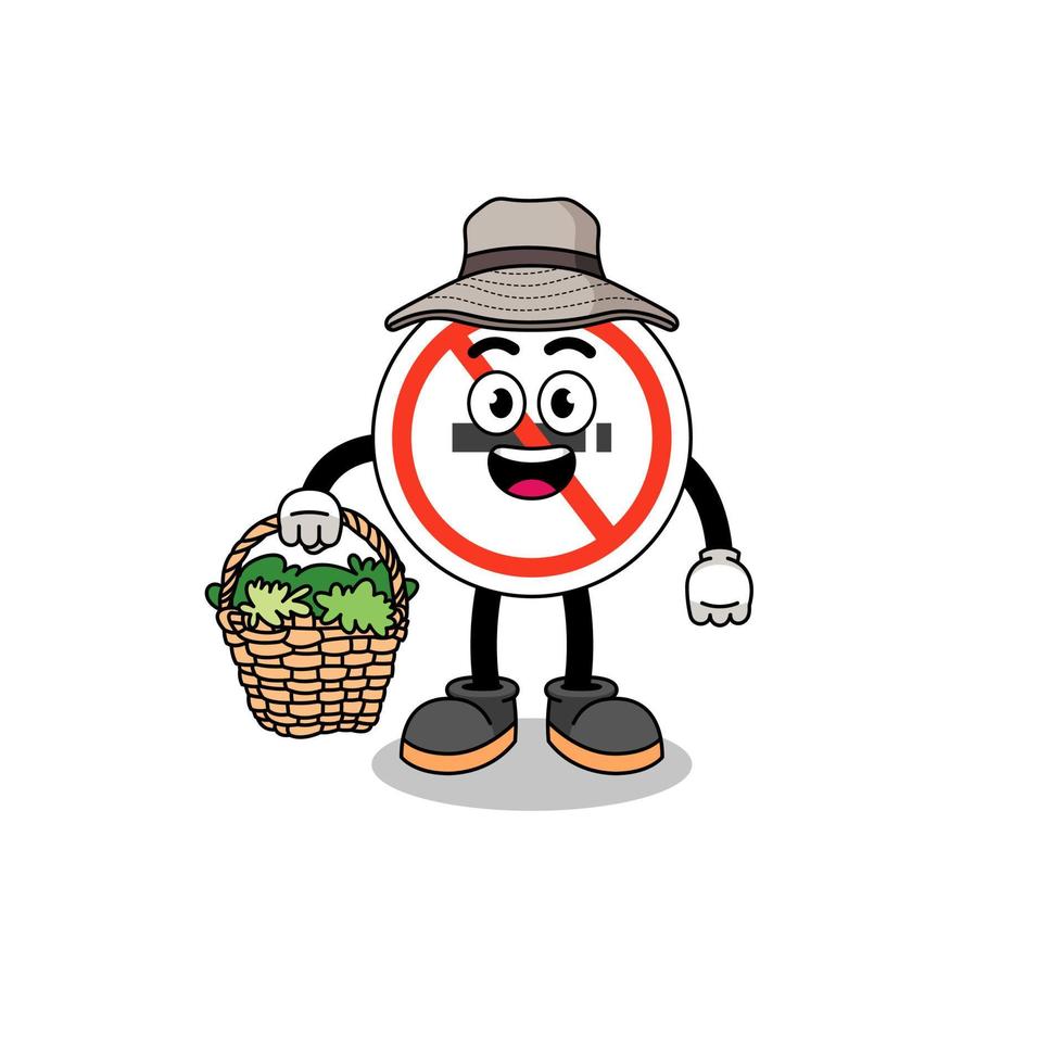 Character Illustration of no smoking sign as a herbalist vector