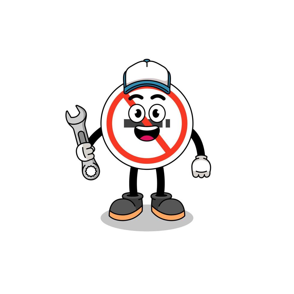 no smoking sign illustration cartoon as a mechanic vector