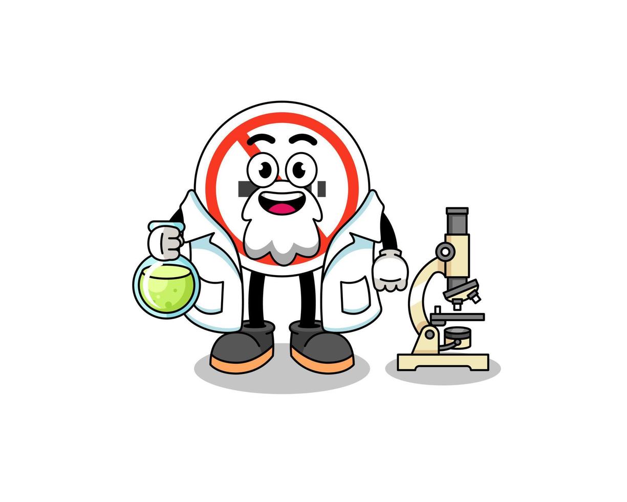 Mascot of no smoking sign as a scientist vector