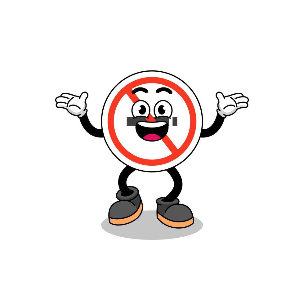 no smoking sign cartoon searching with happy gesture vector