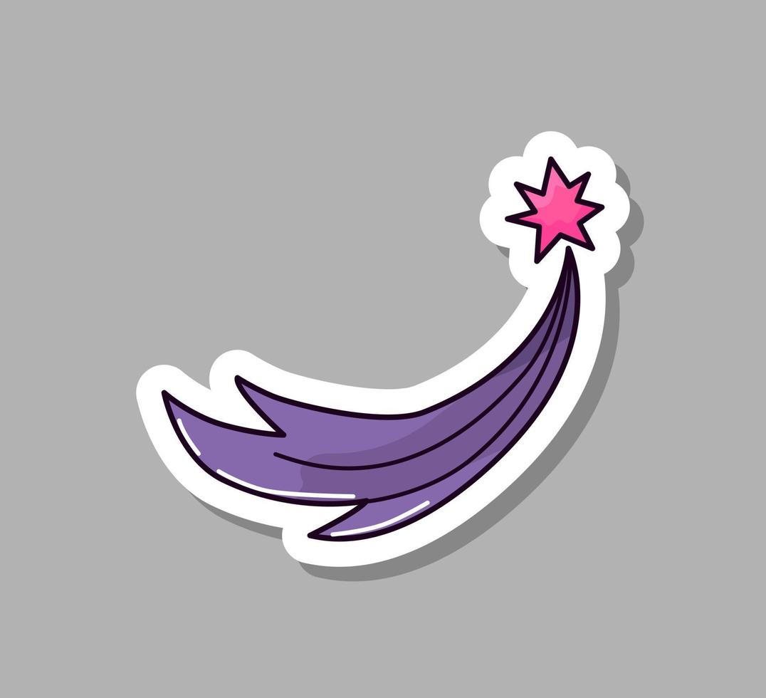 Falling space star sticker. Vector illustration.