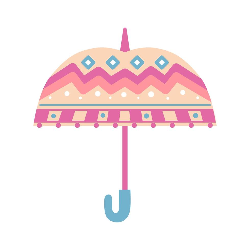 Children's umbrella with patterns on a white background. A design element. Vector illustration.