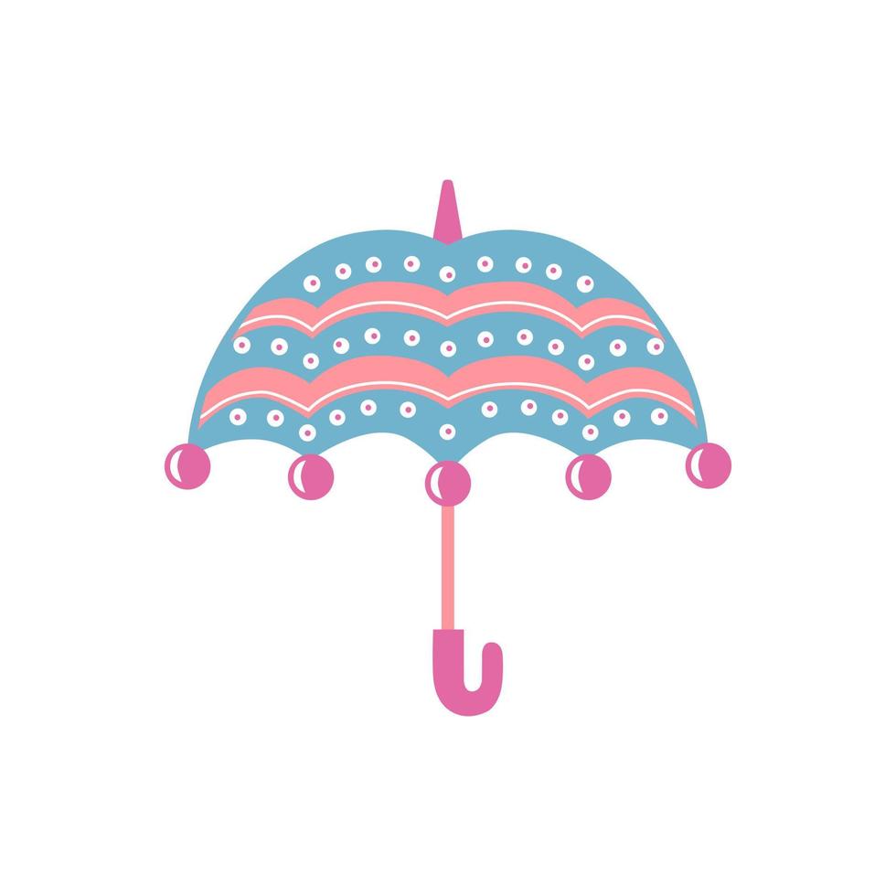 Umbrella with patterns on a white background. A design element. Icon. Vector illustration.