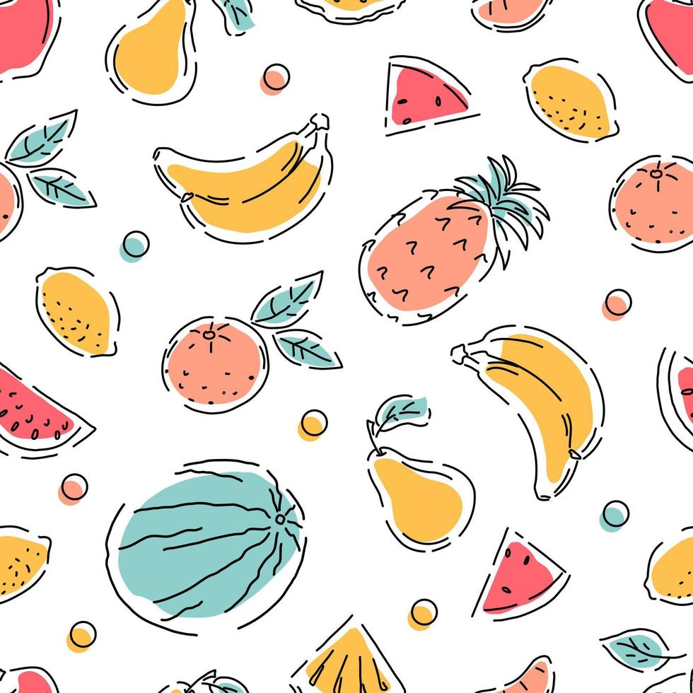 Fruit seamless pattern. Geometry. Abstract style. Vector background.