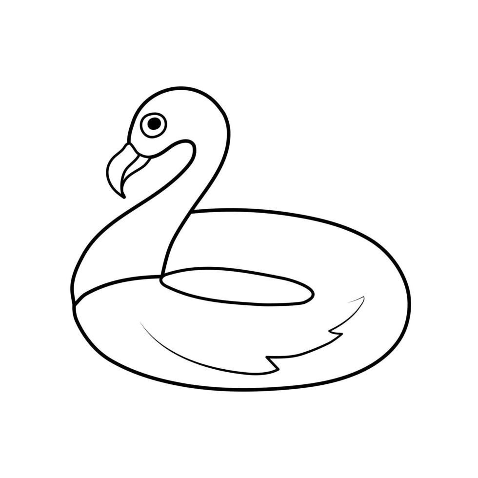 Inflatable circle in the form of a flamingo outline. Icon. Vector illustration.