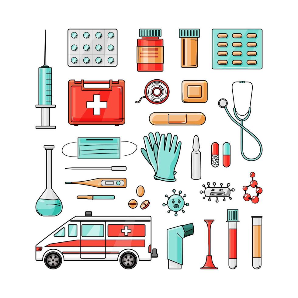 Medical set on a white background. Vector illustration.