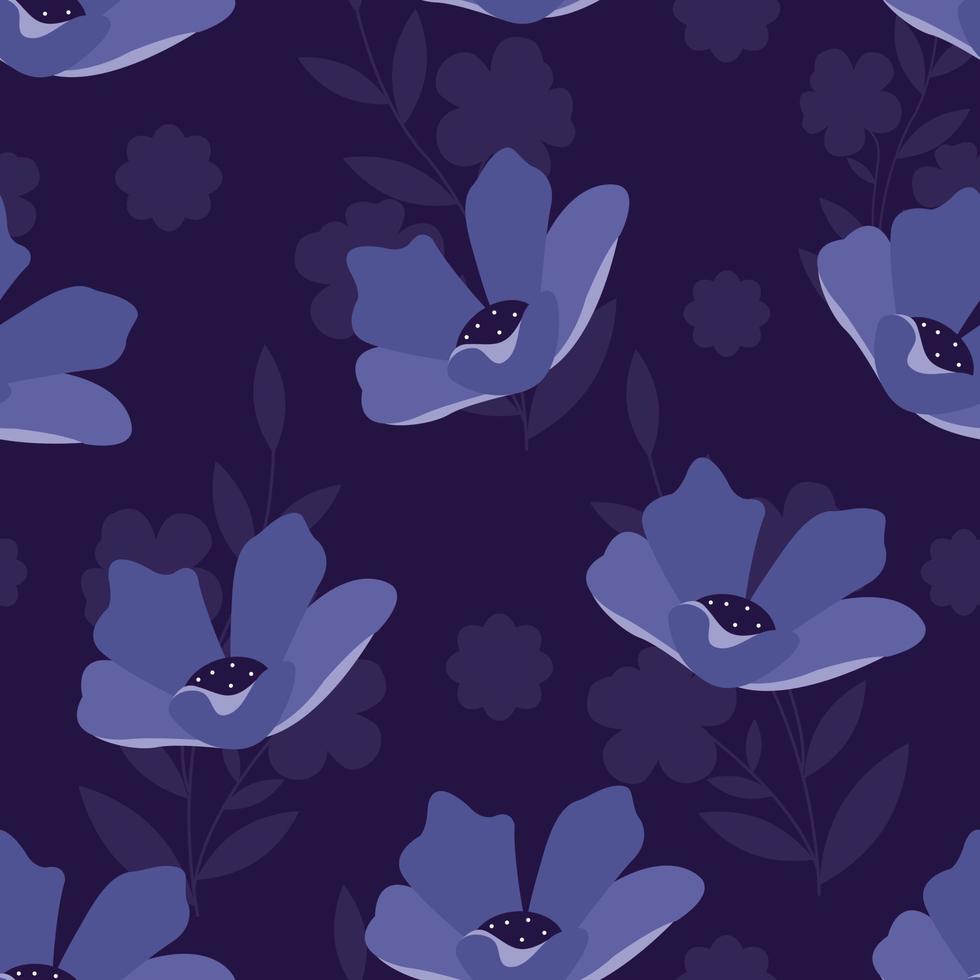 Seamless pattern of Anemon flowers petal vector