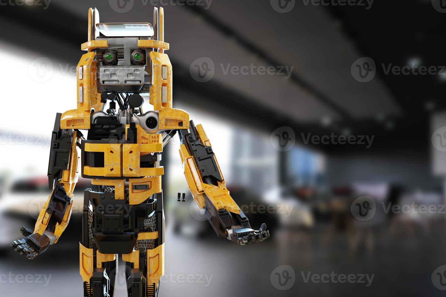 Cat robot for industry 4.0 3d render communication to people cybernetic manufacturing connection in factory automate innovation automation futuristic future cat toy intelligence 3d render photo