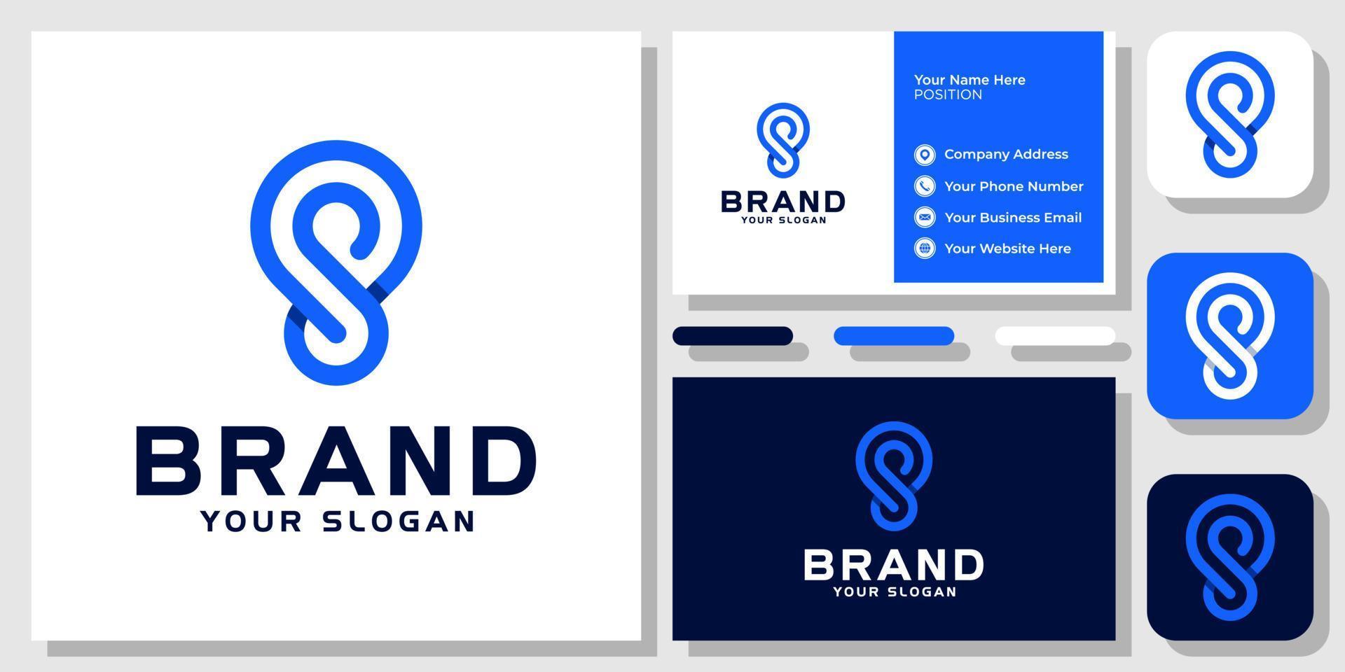 Initial Letter S Pin Map Location Place Travel Navigation Local Monogram Logo Design with Business Card Template vector