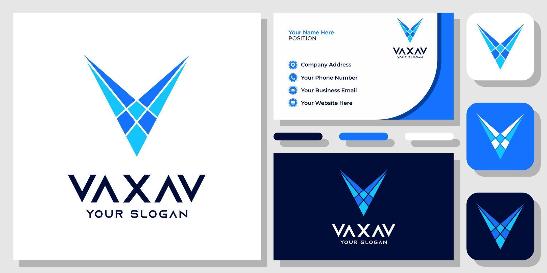 Initial Letter V Monogram Geometric Triangle Colorful Modern Logo Design with Business Card Template vector