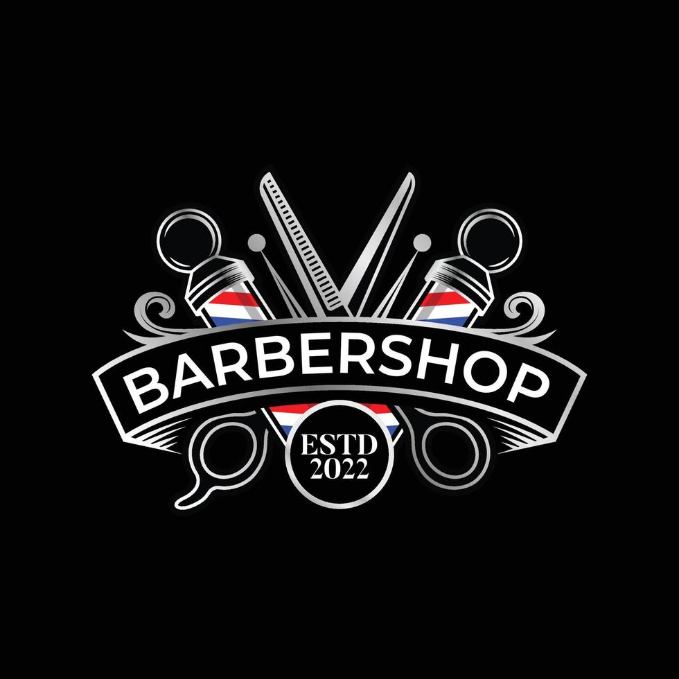 Barbershop simple vintage elegant logo template vector