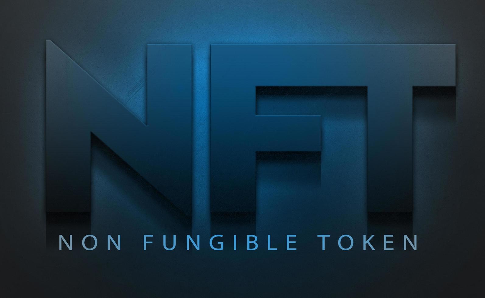 NFT non fungible token concept in a dark blue background photo