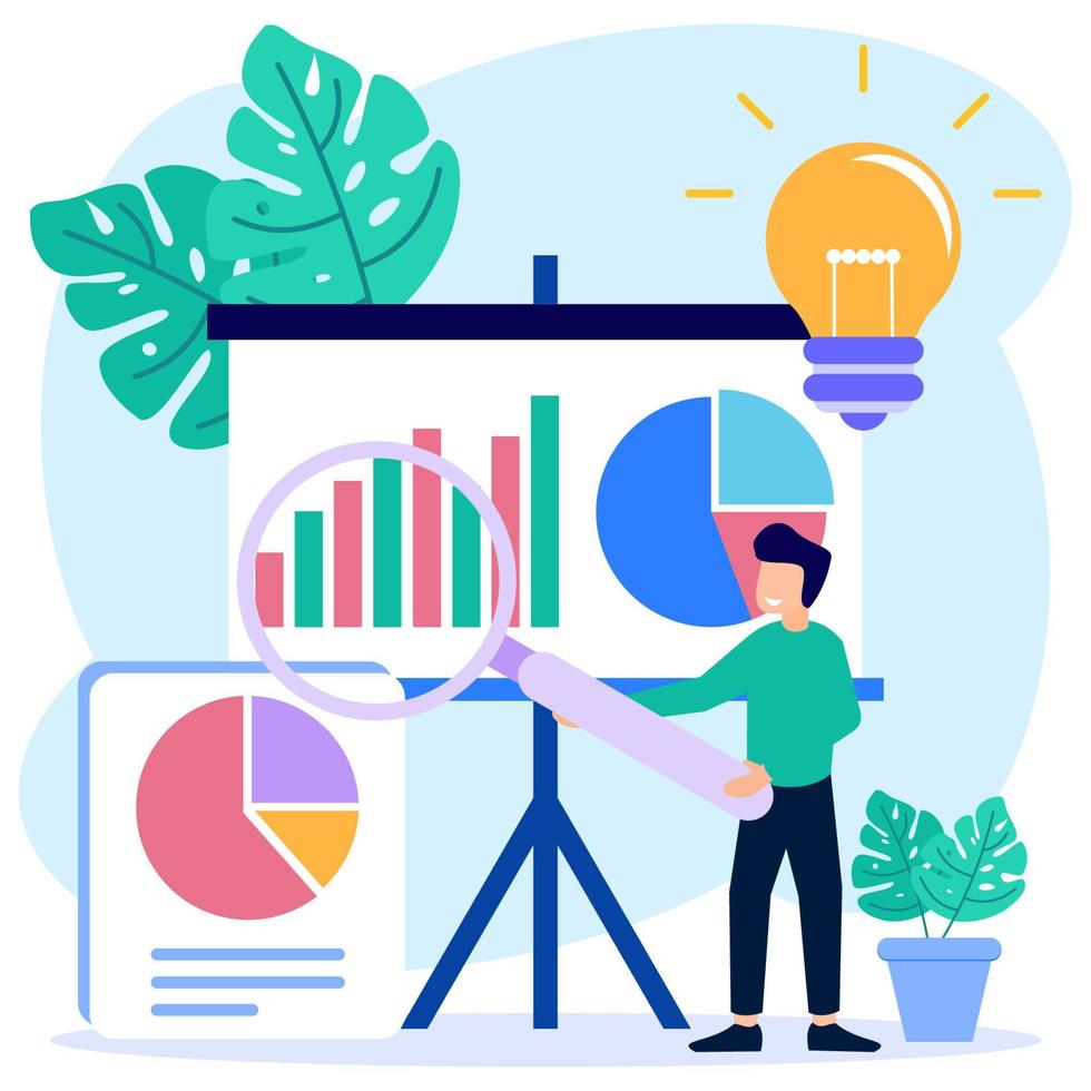 Illustration vector graphic cartoon character of business analysis