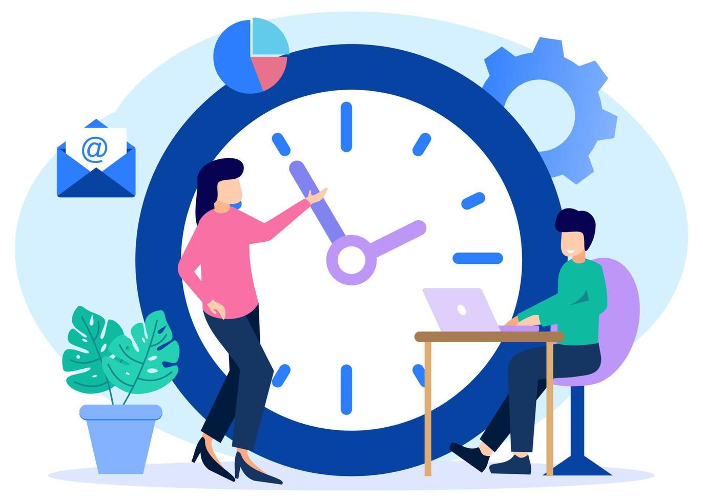 Illustration vector graphic cartoon character of time management and quality performance