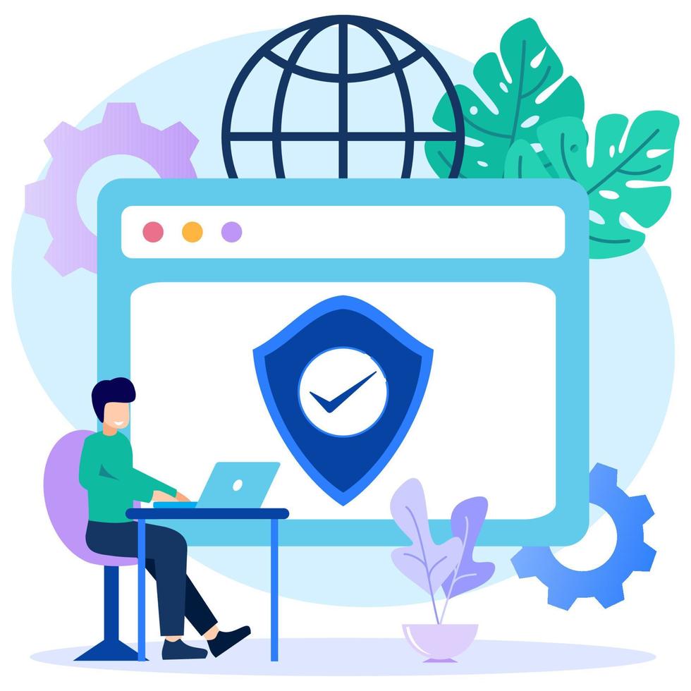 Illustration vector graphic cartoon character of internet security