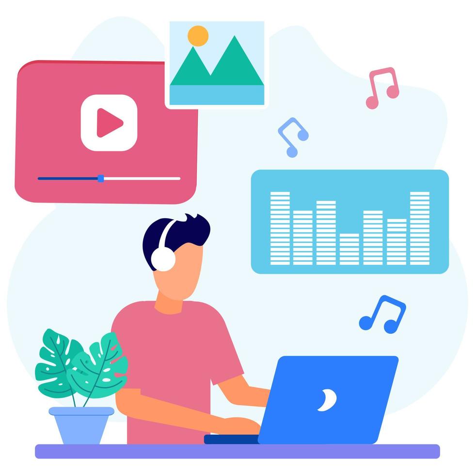 Illustration vector graphic cartoon character of freelance
