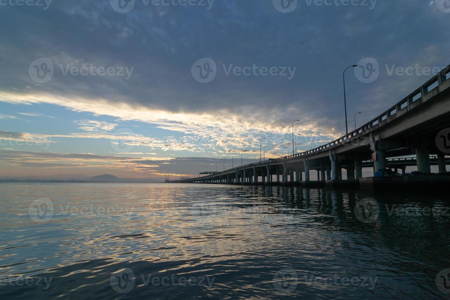 Architecture Penang Bridge in sunrise morning photo