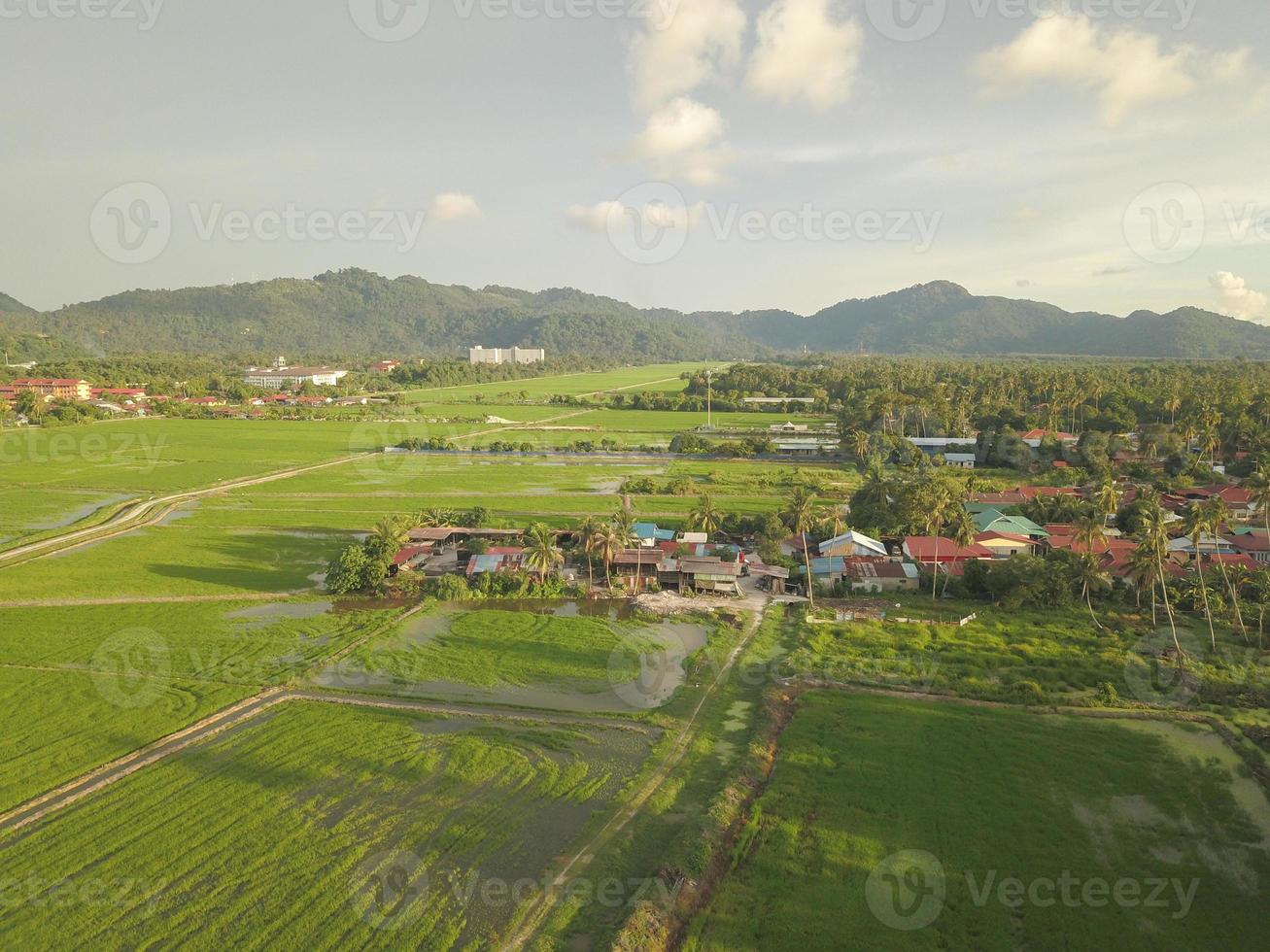 Aerial view Malays kampung house photo