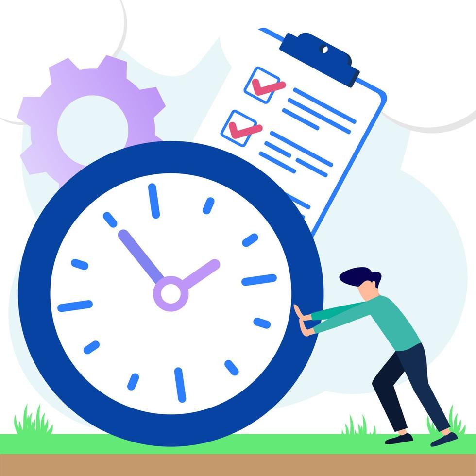 Illustration vector graphic cartoon character of time management and quality performance