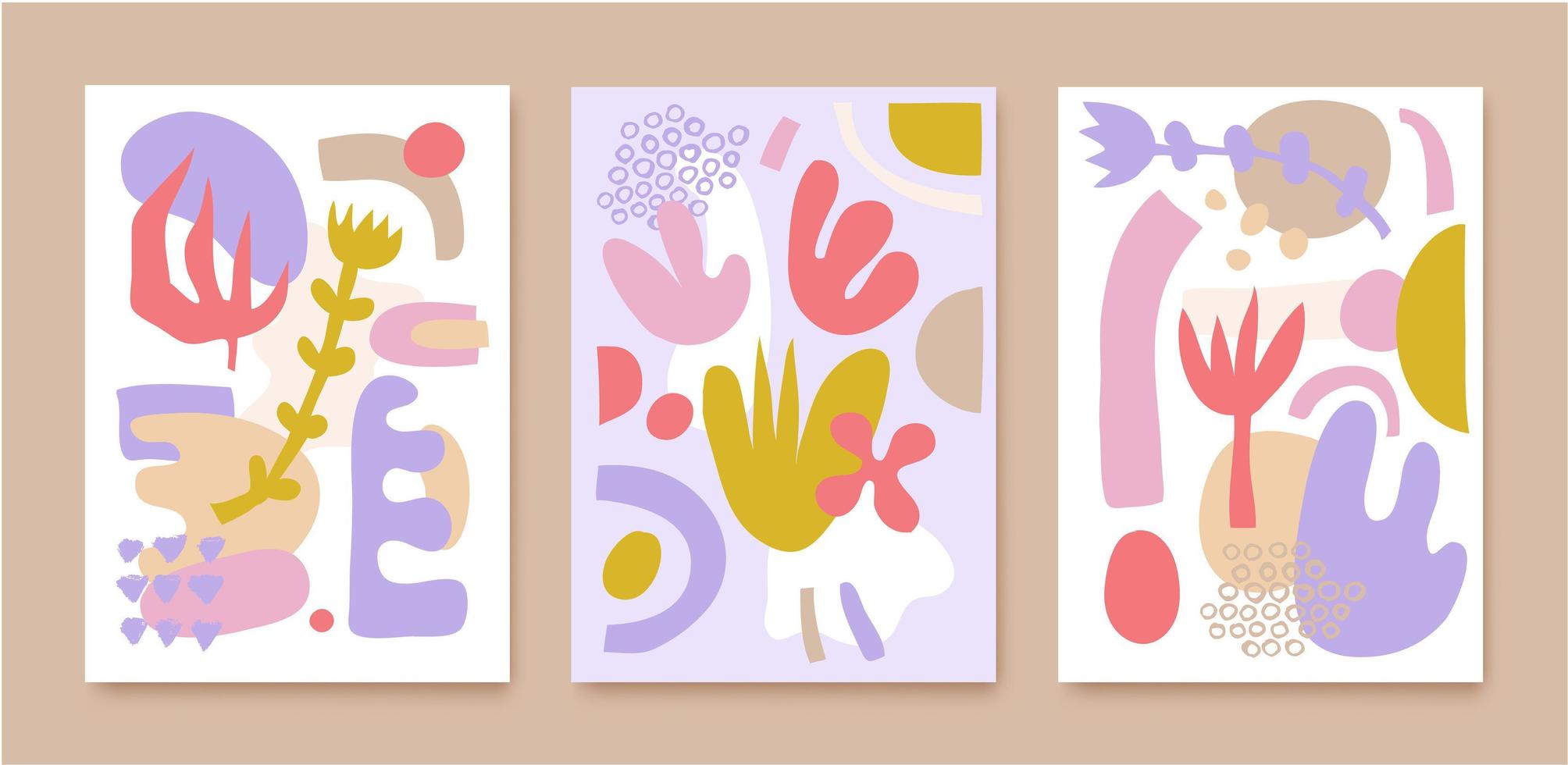 Vector set of collage pattern covers, backgrounds, posters, brochures, banners. Hand drawn various shapes and doodle objects. Abstract contemporary modern trendy illustration